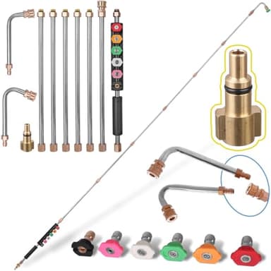 TC Technic Lance télescopique compatible avec nettoyeur haute pression Parkside/Lavor, 280 cm, modulaire, kit avec lances d'angle, raccord rapide, raccord à baïonnette, 160 bar, accessoires pour toit