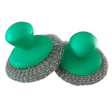 cozydiscount Lot de 2 - Eponge Grattante Fil Métal INOX avec Poignée - Nettoyage en Profondeur Grill, plancha, BBQ, Plats INOX ou en Verre
