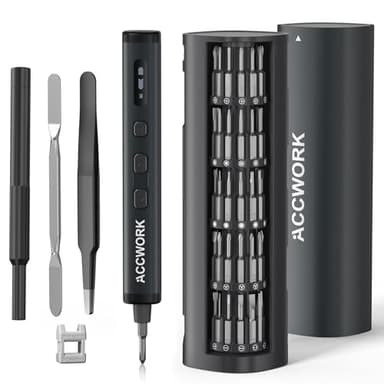 Accwork 78 en 1 Tournevis Électrique de Précision avec 72 Embouts Magnétiques S2 | 5 Vitesses | Écran LED | Mini Tournevis Électrique pour Ordinateur Portable, Lunettes, Montres