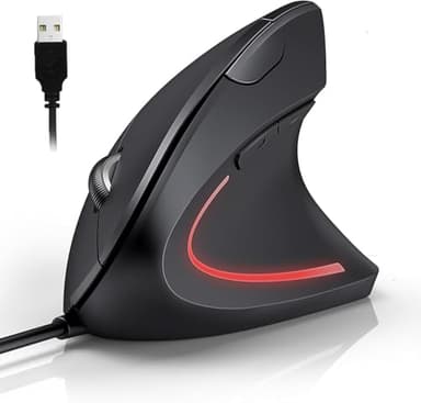 TechRise Souris Ergonomique,6400 DPI réglable sur 4 niveaux, souris filaire optique verticale 2,4 GHz, silencieuse, 6 boutons, compatible avec ordinateurs portables, ordinateurs de bureau, PC, MacBook