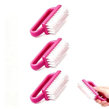 Xynovate 3 Pièces Brosse à Ongles, Poignée en Plastique Outil de Brosse de Nettoyage des Ongles, Brosse a Ongles Main pour Nettoyage les Ongles Quotidien, Pinceau Nail Art(Rosered)