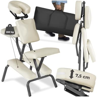 TecTake® Chaise de Massage Fauteuil Tabouret Pliable Tabouret Ergonomique Rembourrage Extra-épais, Sac de Transport, Massage Dos Massage cervicales et Cou Massage Tete Massage Visage Massage Pieds
