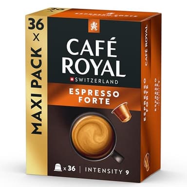 Café Royal Espresso Forte – Capsules de café compatibles Nespresso, 100% Arabica, intensité 9/12, Rainforest Alliance, 36 capsules