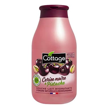Cottage Gel Douche Lait Hydratant Cerise Noire et Pistache - 97% d'Ingrédients d'Origine Naturelle -250ml