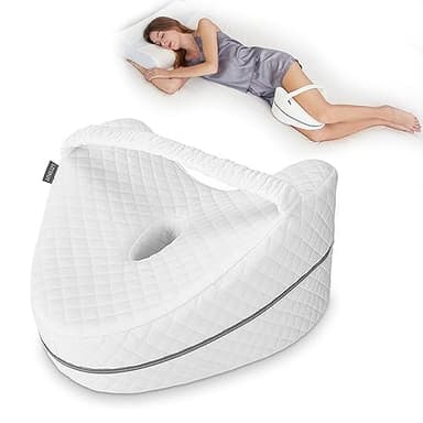LITSPOT Oreiller de Jambe Oreiller de Genou Orthopédique Genou Ergonomique avec Mousse à Mémoire de Forme pour Dormir pour Soulager la Pression - Hanches, Jambes, Genoux, Blanc