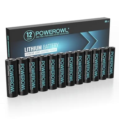 POWEROWL AA Piles au Lithium 12 Pièces Haute capacité Longue durée 1,5 V AA pour appareils High-Tech (Non Rechargeables)