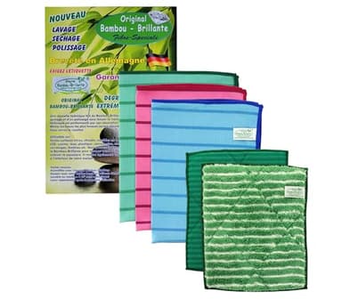 Kit 5 Chiffons en Microfibre de Bambou Brillante - Nettoyage sans Trace - Ultra Absorbants et Durables - Chiffons Bambou Hypoallergéniques - Lingettes Lavette Écologiques et Réutilisables