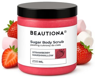 Beautiona Gommage au sucre pour le corps avec parfum mousse fraise 250 ml - Exfoliant pour le corps, exfoliant pour le corps, gommage au sucre à la fraise