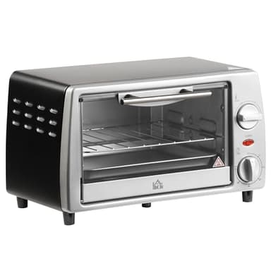 HOMCOM Mini four électrique 10L avec 1 grille et 1 plateau, température réglable de 100°C à 230°C, Minuteur 60 min 36,5x26x22cm noir