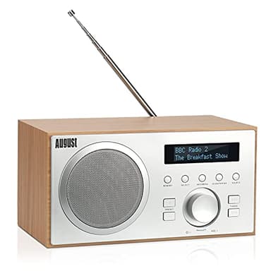 Radio Dab+ FM Bluetooth Bois Secteur - August MB420 Radio numérique Terrestre Dab Plus MP3 Lecteur clé USB, Digital et Analogique - HiFi Filaire Réveil Prise écouteur 3.5mm Ecran Design Scandinave
