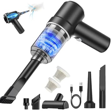 YUEJIDZ Aspirateur Voiture sans Fil,2 in 1 Portable Mini Aspirateur Voiture Puissant sans Fil avec Lumière LED,USB Rechargeable Aspirateur à Main Humide et Sec pour Animaux,Maison,Bureau