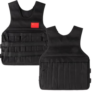 Ausla Gilet lesté 20KG, Gilet de Fitness Réglable, Tissu 600D, Conception Confortable pour Hommes et Femmes, Entraînement de Force (BLACK)