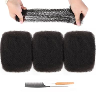 Originea Afro Kinky Bulk Human Hair for Locks Extensions Cheveux Naturel Humains 20cm 3 packs kinky-curly bulk twist meches pour tresses africaine Naturel Noir