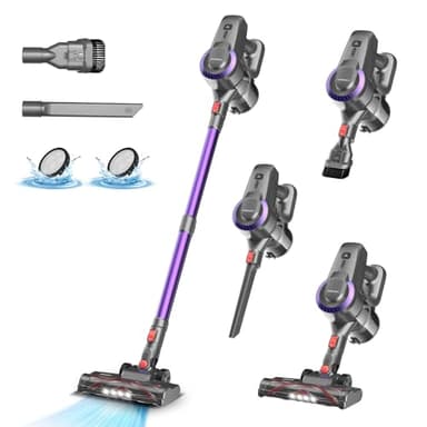 Aspirateur Balai sans Fil N300, 25KPa & 2 Vitesses, Aspirateur sans fil 175W, Aspirateur Léger, 50Min Autonomie, 6 en 1 Aspirateur Balai sans Sac pour Les Poils d'animaux, Tapis, Canapé, Voiture