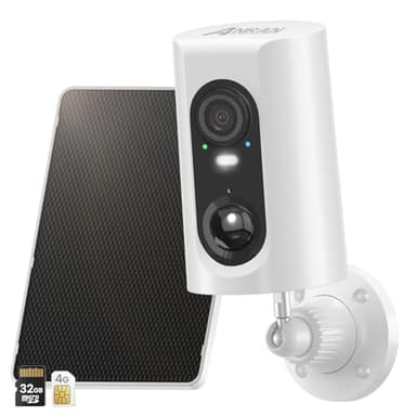 [2025 Neuf]ANRAN 4G LTE Caméra de Surveillance Extérieure avec Carte SIM et 32 Go Carte SD , 2K Solaire Caméra sans fil, Détection de Mouvement PIR, Vision Nocturne Couleur, Audio Bidirectionnel, IP66