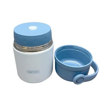 NERTHUS FIH 1463 Thermos pour solides 650ml, double paroi en acier inoxydable, couvercle avec poignée, bouchon sous vide, fond antidérapant, idéal pour les aliments et les soupes