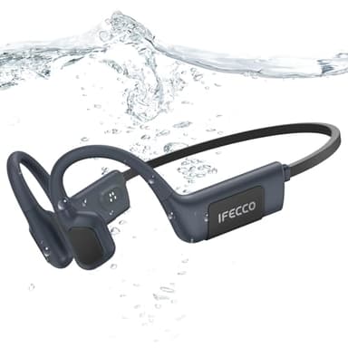 IFECCO Casque Conduction Osseuse Natation, IP68 Ecouteur Piscine pour Nager Bluetooth 5.4 Oreille Ouverte avec Micro, Lecteur MP3 32 Go de Mémoire pour Natation, Course à Pied, Cyclisme