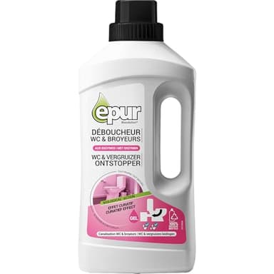 Epur - Déboucheur WC & Broyeurs Biologique, Formule à base d'enzymes pour canalisations encombrées, Débouche et désodorise les sanitaires, toilettes, WC & broyeurs, 1 L