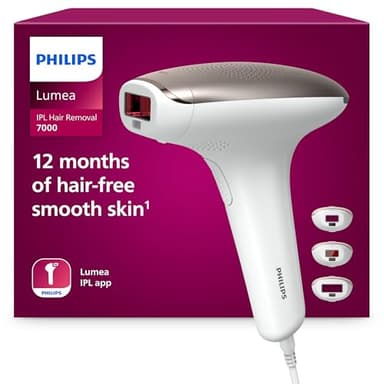 Philips Lumea série 7000, Épilateur à lumière pulsée, alternative à l'épilation laser, 3 embouts pour le corps, le visage et le maillot, modèle SC1999/00