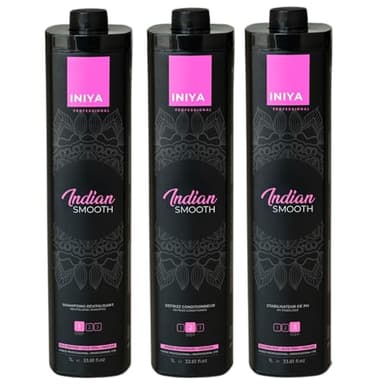 Lissage Indien Tanin Sans Formol | Kit Lissage Tanin & Acide Hyaluronique & Amla | Iniya Professional (3X1L)
