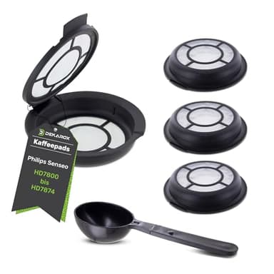 DEKAROX Lot de 4 dosettes de café - Filtre permanent à remplir - Pour Melitta 180424 - Avec cuillère à café en poudre - Pour toutes les machines à café Senseo HD7800 à HD7874