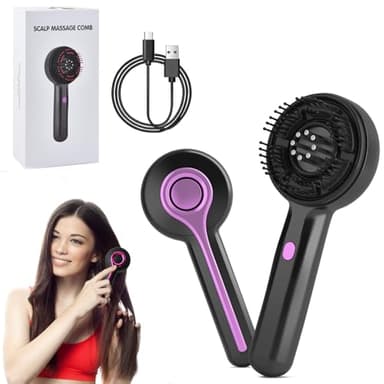 Brosse Massage Cuir Chevelu Électrique, 3 in 1 Masseur Tete Cheveux à Lumière Rouge, Peigne de Massage Electrique, Étanchéité IPX7 avec 3 Modes et Distributeur d'Huile Capillaire 3ML (Noir)