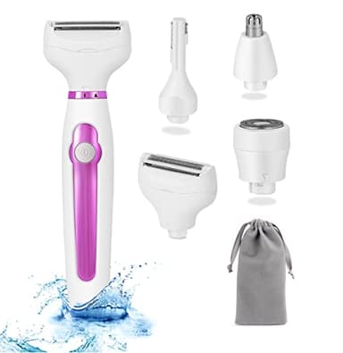 Rasoir Electrique Femme - 4in1 Tondeuse Femme Intime Tout-En-Un (Visage, Jambes, Aisselles & Corps, Epilateur Sourcils) Tondeuse Bikini Rasoir, Écran LED & USB-Recharge, Noël Cadeaux
