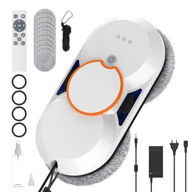 Robot Nettoyeur Vitre, 5600pa Robot Laveur de Vitre Automatique avec Double Jet D'eau, 3 Modes de Nettoyage, Navigation Intelligente, Système de Sécurité, Télécommande, Pour Toutes Surfaces Lisses