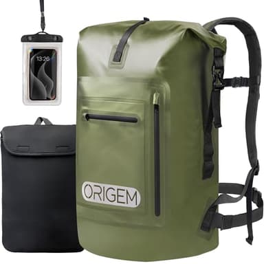 Origem Sac à Dos Étanche 35L/55L/85L, Sac Étanche avec Panneau Dorsal Rembourré et Bretelles, Sac Imperméable avec Sacoche pour Ordinateur Portable, Idéal pour Le Kayak, la Pêche et Le Bateau