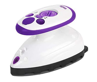 ANSIO Fer à vapeur de voyage Min avec semelle en céramique Petit fer à vapeur léger Parfait pour les voyages et la courtepointe, Garantie 2 ans - Violet/blanc