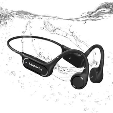 MANKIW Casque de natation, à bruit osseux, Bluetooth 5.4, étanche IPX8, mémoire 32 G, casque sous-marin avec lecteur MP3 pour la natation, la course à pied