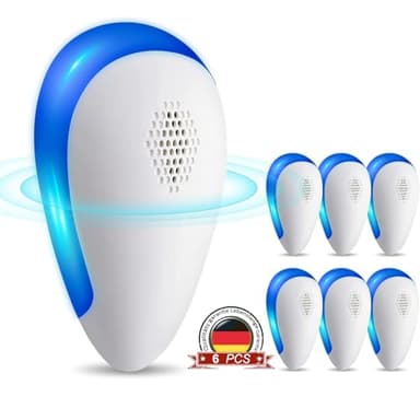 Répulsif Ultrason Anti Moustique, 6 PCS Professionnel et Efficace Appareil Ultrason Souris, Repulsif Souris et Rats Ultrason Puissant Souris Répulsif Intérieur pour Rongeurs,Moustiques,Fourmis