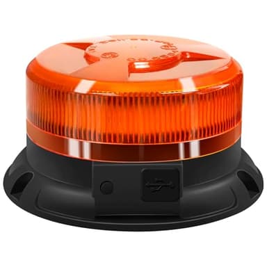 antom Gyrophare LED Sans Fil Rechargeable 12V-24V orange phare d’avertissement clignotant magnétique 9 Modes de Flash avec avec Câble Prise Allume-Cigare et câble de charge USB