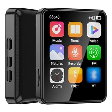 Lecteur MP3 MP4 Bluetooth 5.0 2,4" avec écran tactile, haut-parleur intégré, support de carte TF, lecteur de livres électroniques et lecture vidéo HD