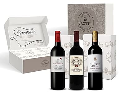 Coffret Cadeau - Vin Rouge - Coffret Grands Vins de Pessac Leognan : Chateau Haut-Vigneau - Colombier de Brown - Le Dauphin d'Olivier - 3x75cl
