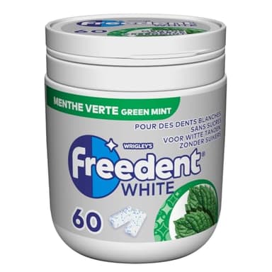 FREEDENT WHITE - Chewing-gum Menthe Verte sans sucres - Boîte de 60 dragées - 84g