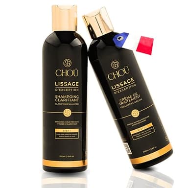 CHOÜ-Lissage brésilien Kit professionnel 250ml Sans Formol aux actifs naturels-Lissage kératine- 3 à 4 applications-avec Shampoing clarifiant-Convient femmes enceintes et enfants Fabriqué en France