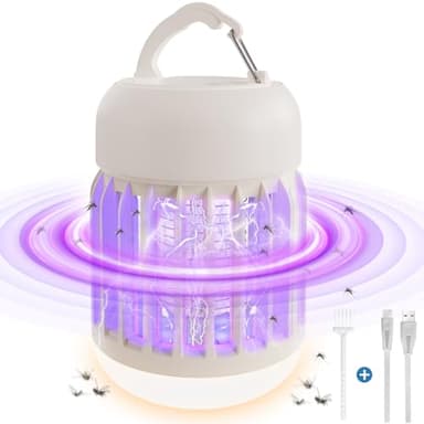 Duufun 2 en 1 Lampe Anti Moustique Camping Extérieur USB Rechargeable avec 3 Modes D'éclairage, Portable IPX4 Étanche Tueur d'Insectes Électriquepour Camping Intérieur Extérieur Jardin Terrasse