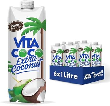 Vita Coco Eau de Coco Extra 6x1 Litre, Goût de Noix de Coco, Riche en Électrolytes, Sans Gluten, Riche en Vitamine C et en Potassium 6,9 kg 6000 ml