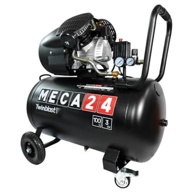 Compresseur Bicylindre 3CV - Cuve 100L - Compresseur à air - 2200W - Pression 8 bars - Débit d'aspiration 320 L/min