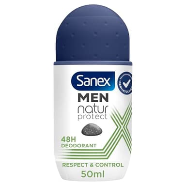 SANEX - Déodorant à Bille Men Natur Protect Respect & Control - Déodorant pour Homme à la Pierre d'Alun - Efficacité 24 h - 50 ml -
