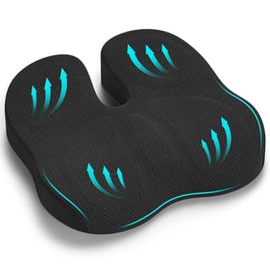 Juspota Coussin Coccyx, Coussin Chaise Bureau, Coussins Ergonomique Assise pour Voiture Gaming, Coussins de Siège pour Soulager la Pression et Les Douleurs des Hanches et de la Sciatique - Noir