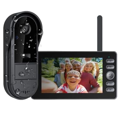 TKMARS Sonnette sans Fil avec Caméra 1080P Étanche, Visiophone Vidéo Extérieur avec Écran IPS 4.3", Double Audio & Enregistrement, Interphone Vidéo sans WiFi ni Appli, Portier Vidéo pour Maison