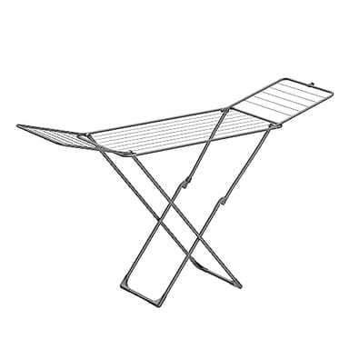 SONGMICS Étendoir à Linge, Séchoir Pliable, 50 x 182 x 102,5 cm, avec Barres, Support de Séchage sur Pieds, Utilisation Intérieure/Extérieure, Draps et Vêtements, Gris LLR540G01