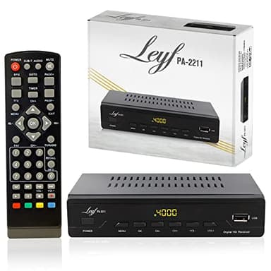 LEYF PA-2211 Décodeur TNT - Full HD 1080p - Chaînes gratuites - DVB-T2 - Tuner TNT - Décodeur TV (HDTV,SCART,USB) HD pour TV