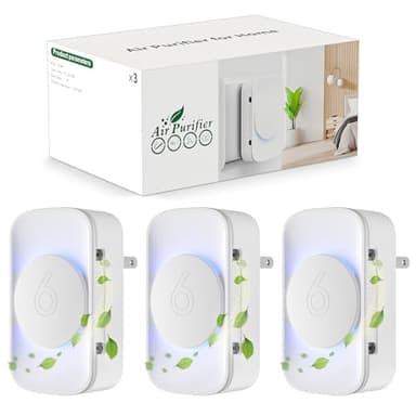 Jostart Ionisateur Filtre à Air Appartement, lot de 3 Purificateurs D'air Silencieux Salle Fumeurs Petite Pièce Pour Fumée Animaux Domestiques Formaldéhyde et Odeurs