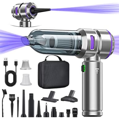 Aspirateur Voiture 4 en 1 Puissant 25000 PA Aspirateur à Main sans Fil 3 Vitesses 220 000 TR/Min pour Voiture, Cuisine, PC, canapé, Bureau, Maison et Nettoyage des Poils d'animaux