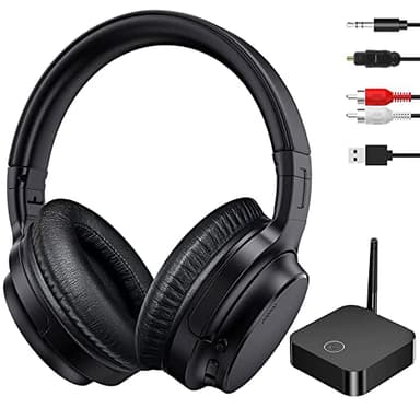 LETSACTIV Wireless Headphones for TV, Over-Ear Wireless 196 ft Wireless Range, Supports Optical, AUX, RCA and USB, 40 Hours Audio Playback Time, High Volume