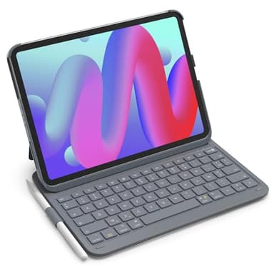 Inateck Étui Clavier iPad 10e/11e gén., Clavier Ultraléger avec Porte-Stylet pour iPad 11e (2025 11" A16)/10e (2022 10.9"), Air 11" M3/M2 (2025/2024), Air 5/4, Pro 11 4/3/2/1, AirTap Gris