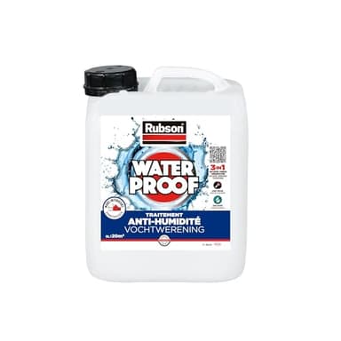 Rubson Traitement Murs Humides 3-en-1 Waterproof 5l : anti-salpêtre, hydrofuge et durcisseur de plâtre pour tous supports sur mur intérieurs